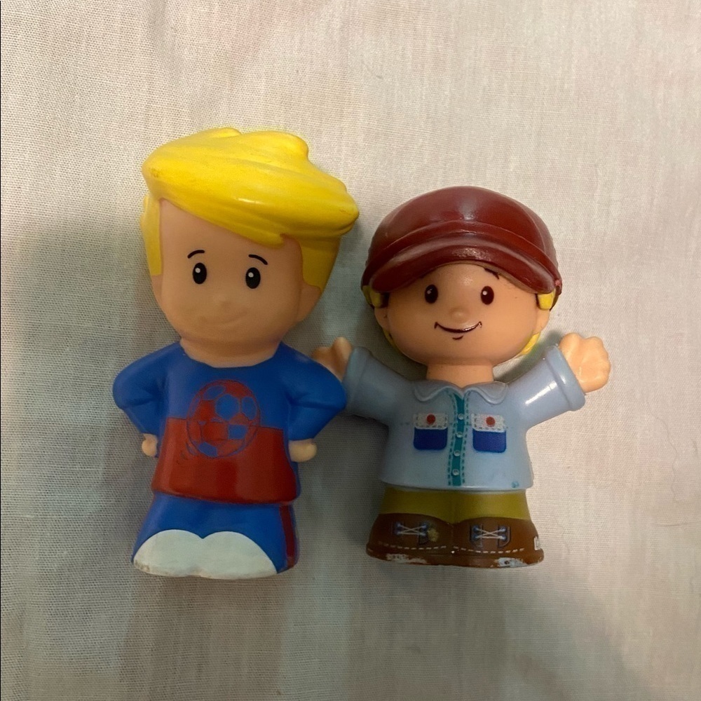 Fisher Price Little People Boy Soccer And A Worker Lot
